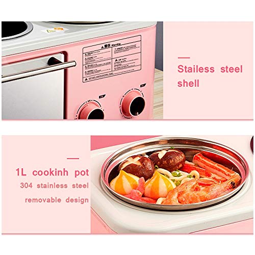 Electric 3 In 1 Household Breakfast Machine Mini Bread Toaster Baking Oven Omelette Fry Pan Hot Pot Boiler Food Steamer (E)