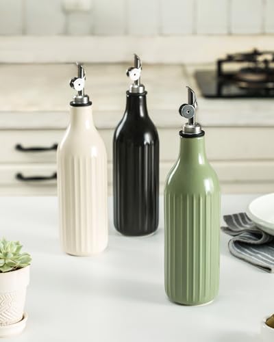 Olive Oil Dispenser Bottle (White and Green)