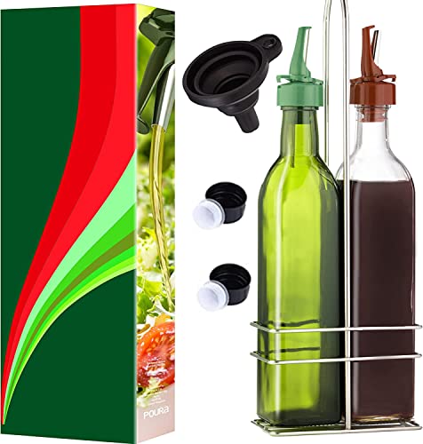 Vinegar and Olive Oil Bottle Drizzler Set with Unique ClickSeal Pour Spouts