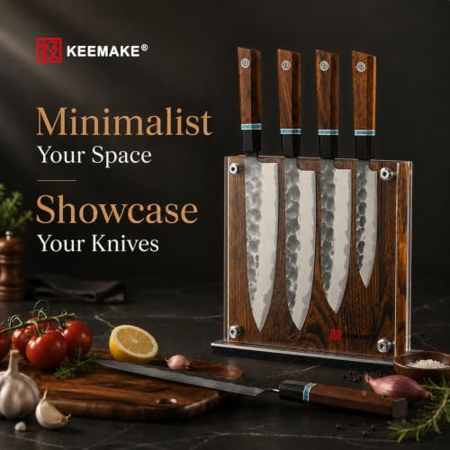 Magnetic Kitchen Knife Block Holder with Acrylic Shield (9.5 inches)
