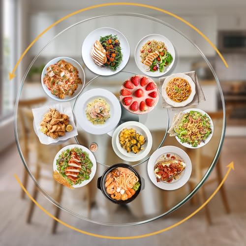 Large Lazy Susan for Dining Table Kitchen Glass Turntable with Aluminum Alloy Bearing