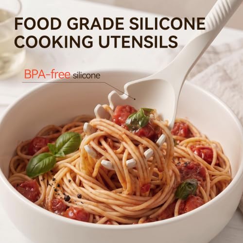 Silicone Cooking Utensils Set (Cream White)