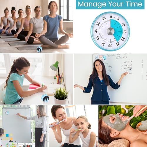 3 Pcs 60 Minute Magnetic Visual Timer Classroom Tool (Blue)