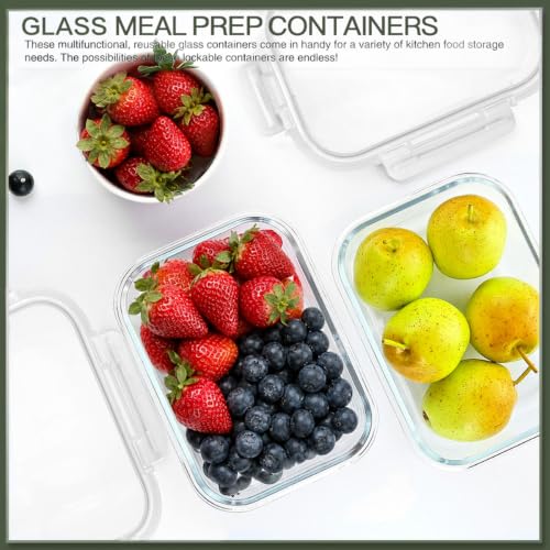 10 Packs 30 oz Glass Meal Prep Containers with Lids (White)