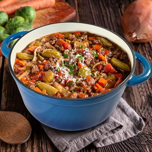 6QT Enameled Cast Iron Dutch Oven with Lid (Blue / 6QT)