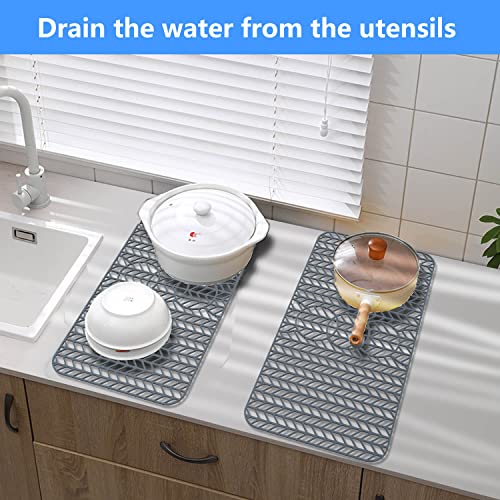 Sink Protectors for Kitchen Sink 12" 13" 16" 18" 19" 24" 26" 28" 29" Silicone Sink mat (29.5"x15" / Gray)