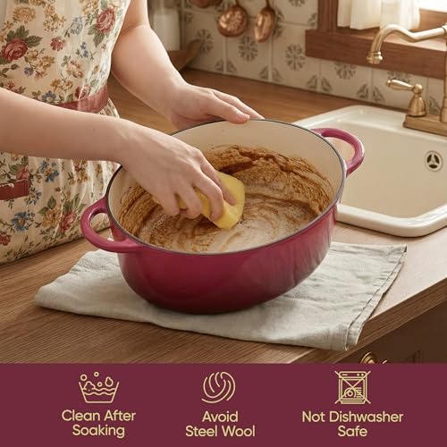 Vintage Style Oval Dutch Oven for Bread Baking (Rose / 4.5 QT Oval)