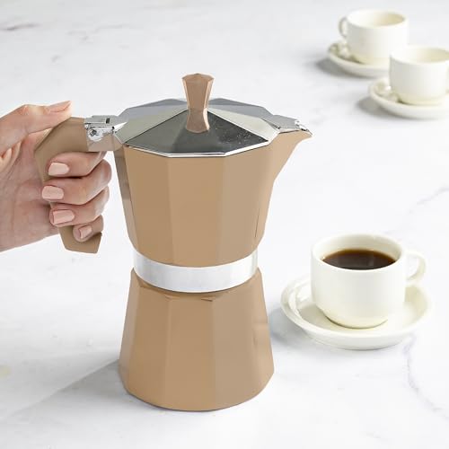 Classic Moka Pot Stovetop Espresso and Coffee Maker (Caramel / 6 Cup)