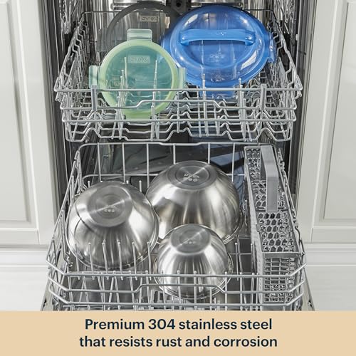 3 Pack Metal Stainless Steel Mixing Bowls with Airtight Locking Lids (3-Pack)