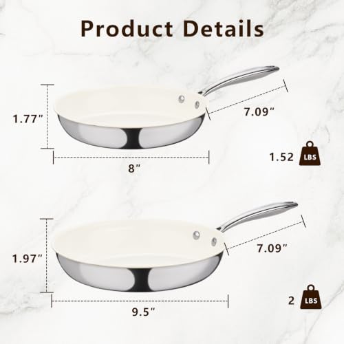 Ceramic Nonstick Frying Pan Set 8" & 9.5" (8" & 9.5")