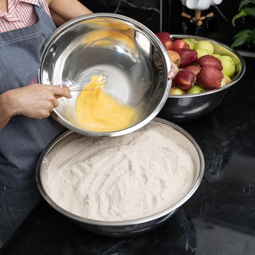 8 Quart Large Stainless Steel Mixing Bowls Set