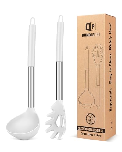 Silicone Soup Ladle and Pasta Spoon Set