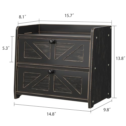 Corner Bread Box for Kitchen Countertop (Vintage Black)