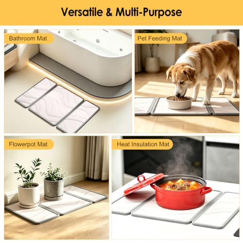 Stone Dish Drying Mat (Grey Silicone Edge)