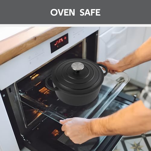 3 Quart Dutch Oven Enameled Cast Iron with Lid (Matte Black(No Enameled) / 3 QT)