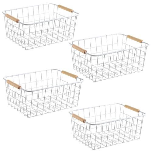 wire baskets with Handles Wire Storage Organizer Bin Baskets