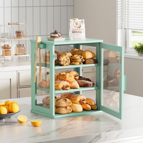 Bread Box for Kitchen Countertop (Green / Medium)