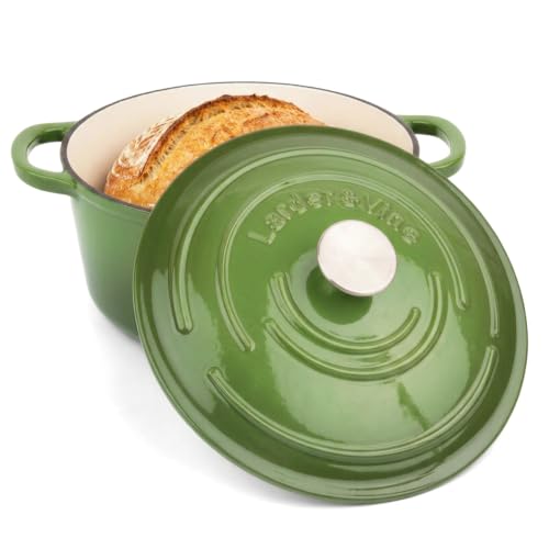 5.7 qt Enameled Cast Iron Dutch Oven Pot with Lid (Okra / 5.7 QT)