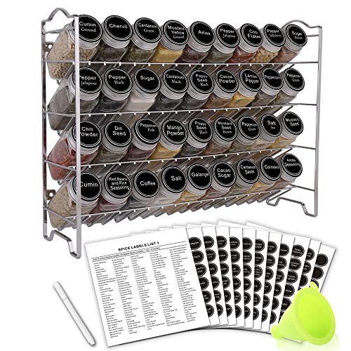 Spice Rack with Empty Square Spice Jars Complete Set