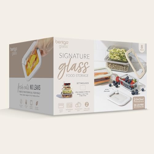 Signature Glass Food Storage Containers with Lids (White Stone)