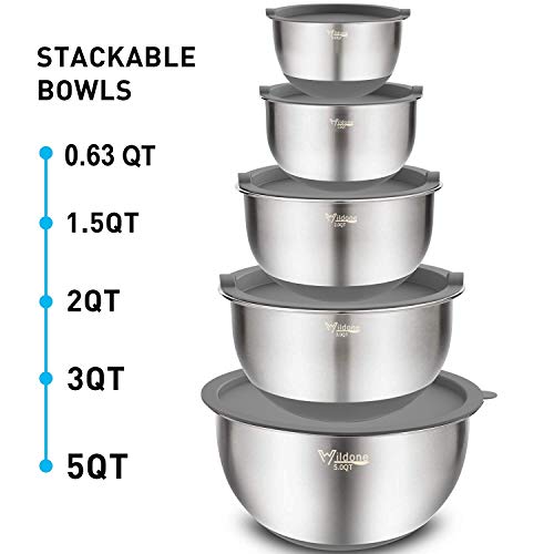 Mixing Bowls with Airtight Lids Set (Gray)
