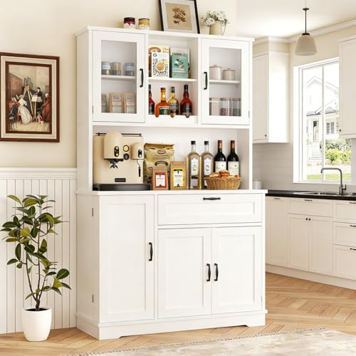 Farmhouse Tall Pantry Cabinet with Acrylic Doors