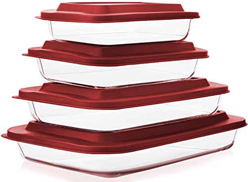8 Piece Glass Baking Dish Set with Plastic lids