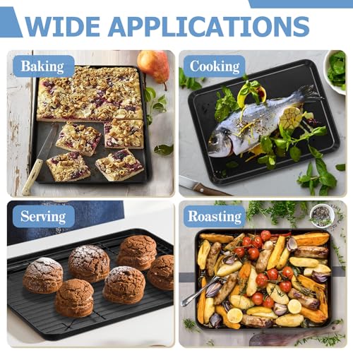 Baking Sheet Pan with Rack Set of 4(Carbon Steel+Non