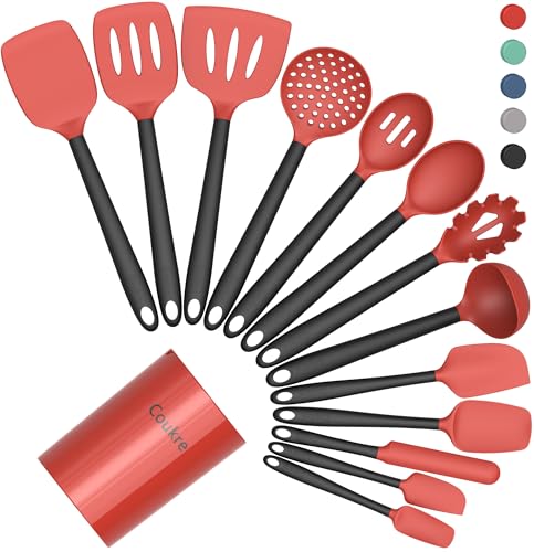 Silicone Kitchen Cooking Utensils Set with Holder
