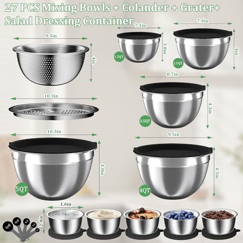 Mixing Bowls with Lids Set (Coal-Black)