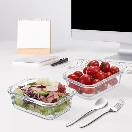 12 Pack 22 oz Glass Meal Prep Containers with Lids (22oz, 12 Pack - Grey Set, Same Size)
