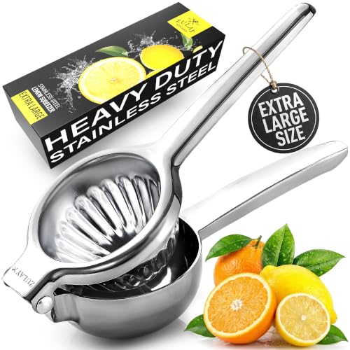 Zulay Lemon Squeezer Stainless Steel with Premium Heavy Duty Solid Metal Squeezer Bowl