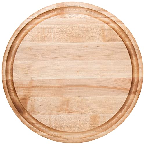 Block CB1051 1M1515175 Maple Wood Round Cutting Board with Juice Groove (Honey Blonde / 15"L x 15"W)