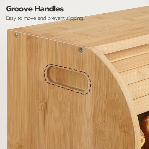 Bread Box Bamboo Bread Box for Kitchen Countertop (Natural)