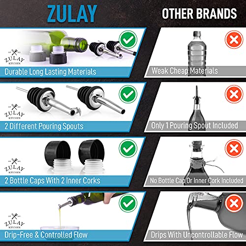 2 pack 17oz Olive Oil Dispenser Bottle For Kitchen (2-Pack / Clear & Green)