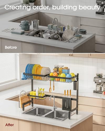 Dish Drying Rack Over The Sink (Black / Large (2 Tier))