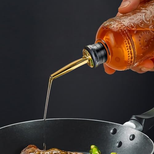 4 Pcs Olive Oil Dispenser Bottle for Kitchen with Metal Spout (Small Round)