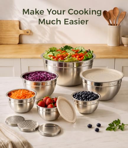 Stainless Steel Mixing Bowls (Beige)