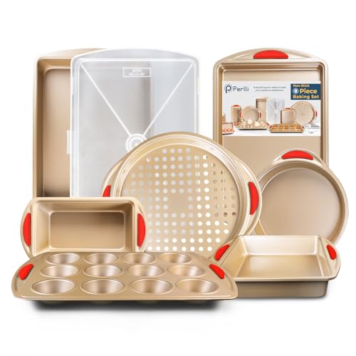 Gold Nonstick Bakeware Sets Blue and Red