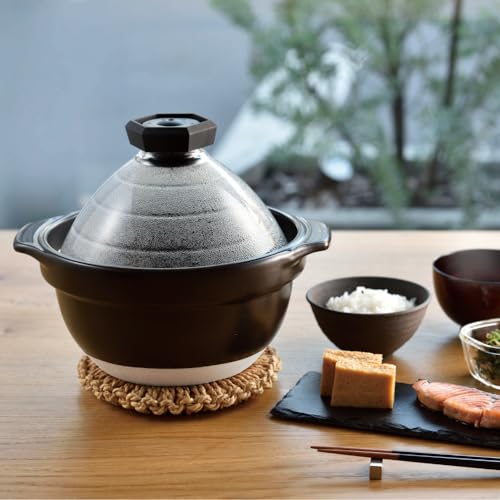 Glass Rice Pot with Lid Visible