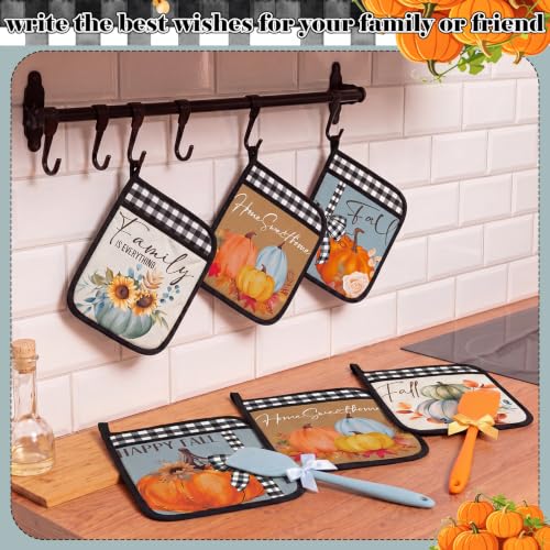 18 Pcs Fall Pot Holders Baking Set with Silicone Spatulas (Fall Pumpkin)