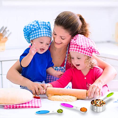 Stainless Measuring Cups and Spoons Set with Silicone Handle (Multicolor)