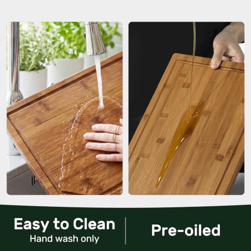 17”×11” Deep Carbonized Bamboo Cutting Boards for Kitchen (Deep-Carbonized / 17"L x 11"W)