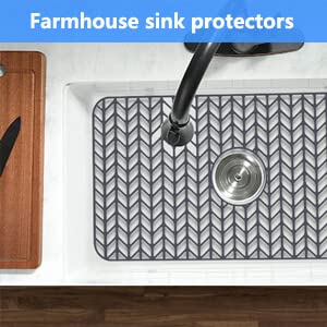 Sink Protectors for Kitchen Sink 26"x 14"Center Silicone Sink Mat (26"x14" Center / Gray)