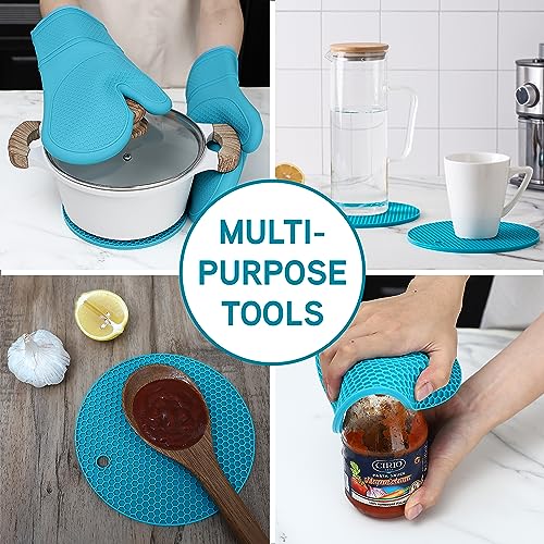 Silicone Oven Mitts (Teal / Mitt Set)