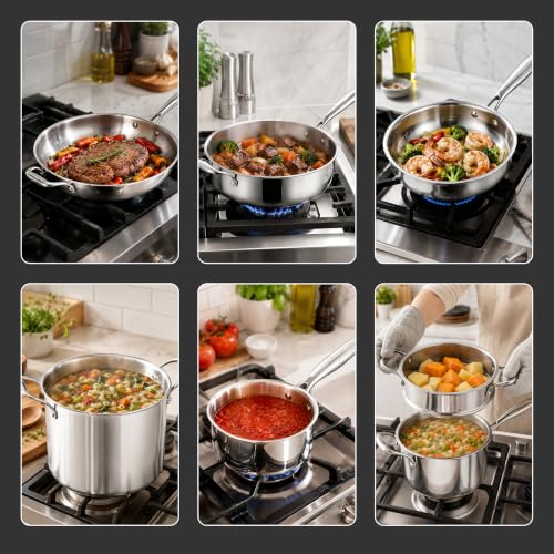 9 Piece Stainless Steel Cookware Set (9-Piece)