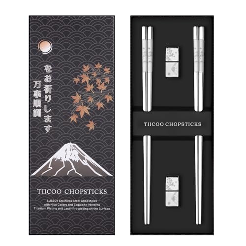 Metal Chopsticks Reusable 2 Pairs Titanium Plated 18