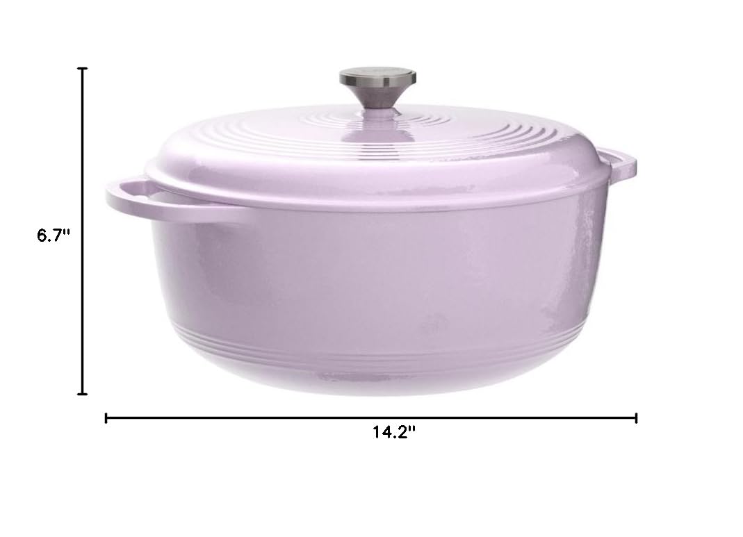 7.5 Quart Enameled Cast Iron Oval Dutch Oven with Lid (Lilac)