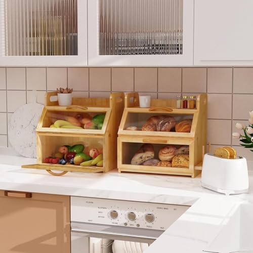 Bread Box for Kitchen Countertop (L-Natural)
