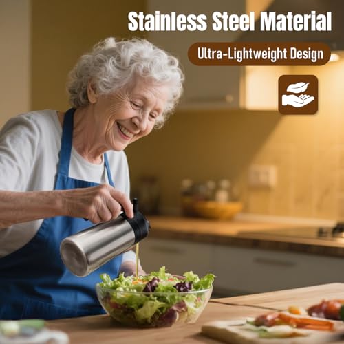 Olive Oil Sprayer for Cooking (Stainless steel-Black)